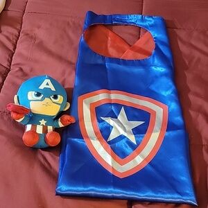 Superhero Cape for kids & TY Beanie Baby 6" Captain America Marvel Plush